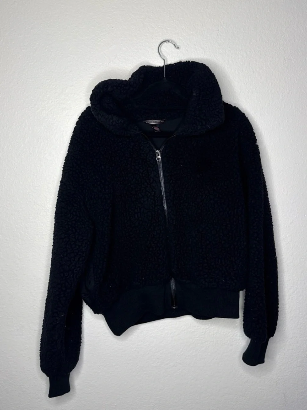 Victoria's Secret Black Sherpa Zip-Up Hoodie